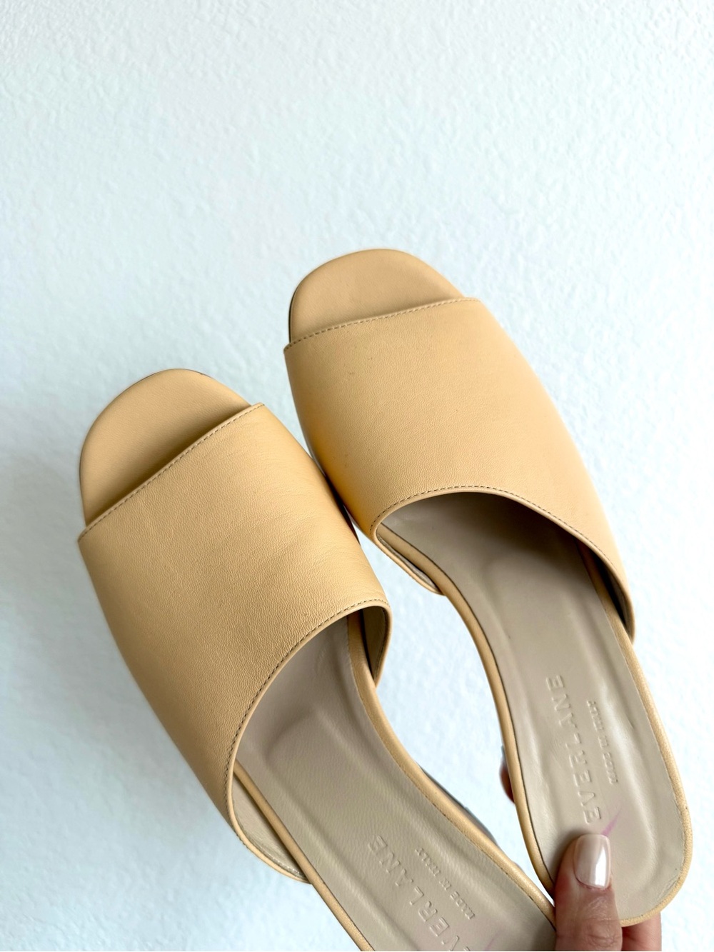 Everlane Women's Leather Cream-Orangeish Slide Sandals - SIZE 6 - Picture 3 of 7